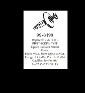 Auveco 99-8199 Rivet, 20265 Screw Type Plastic 60PK (4 Packs of 15) - Picture 1 of 4