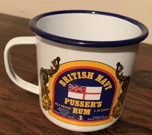 Pussers Rum Enameled Tin Metal Cup Mug British Royal Navy Virgin Islands Tortola - Picture 1 of 6