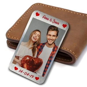 San Valentín Aniversario Boda Regalo Billetera Inserto Regalo Para Él Ella Personalizada - Imagen 1 de 4