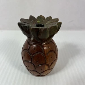 Vintage Holz geschnitzt Ananas Tiki Obst Kegel Kerze Zahnstocher Halter 6" hoch - Bild 1 von 12