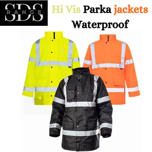 Giacca Parka HI VIZ Visibilità Sicurezza Lavoro Impermeabile Cappotto Alta Visibilità - Foto 1 di 8