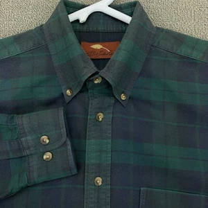 Bob Timberlake camicia uomo verde medio nero a quadri con bottoni manica lunga - Foto 1 di 12