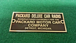 Packard Deluxe Car Radio data plate Acid Etched Brass Detroit Michigan - Picture 1 of 3