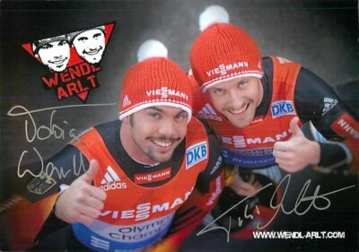 Autogrammkarte Tobias Wendl Tobias Arlt Rennrodeln Olympiasieger Weltmeister - Bild 1 von 2