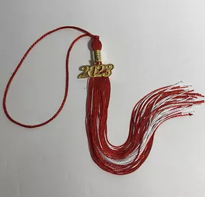 Rot/Weiß 2 Farben Abschluss Quaste mit Gold Datum Tropfen 2023 Indiana University - Bild 1 von 3