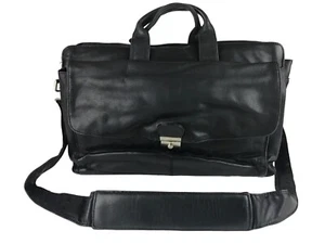 Borsa messenger Kenneth Cole unisex pelle nera tasche interne cinghie staccabili - Foto 1 di 8