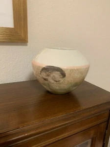 WEST ELM WATERCOLOR POTTERY GLAZED BOWL VASE - Picture 1 of 5