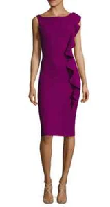 NWT Chiara Boni La Petite Robe Dilia Vertical Ruffle Dress VINO 8 $695 - Picture 1 of 12
