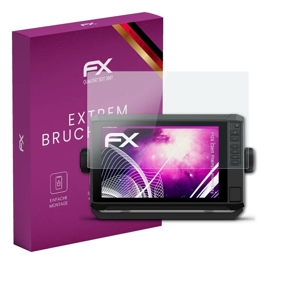 atFoliX Glasfolie für Garmin EchoMap UHD2 92sv Displayfolie 9H Schutzpanzer - Bild 1 von 4