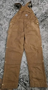 Carhartt Heavy Insulated Bibs Loose Fit Overalls Mens Size Large Tall OR4393-M - Picture 1 of 21