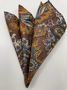Pocket Square, Men’s, Multicoloured Paisley & Patterns,  12 Inch  - Picture 1 of 5