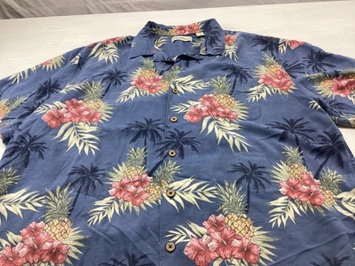 Caribbean Shirt Mens X-Large Blue Floral Palm Trees - Image 1 of 4