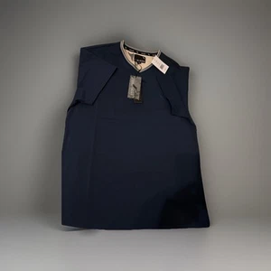 Camicia Stone Falcon uomo grande slim fit manica corta scollo a V elasticizzata blu inchiostro nuova - Foto 1 di 5