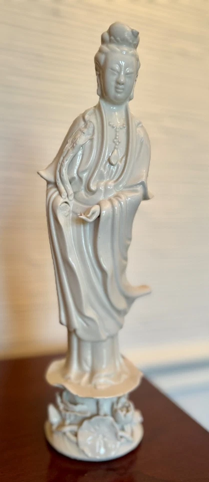 Винтажный Blanc De Chine китайский фарфор Гуаньинь стоя фигурка статуэтка белый - Изображение 1 из 4