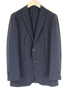SUITSUPPLY Havana Traveller Men's Navy Striped Slim Wool Blazer UK40R Unlined * - Picture 1 of 8