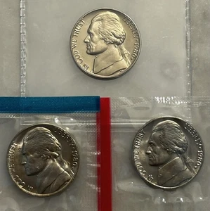 1980 P D S Jefferson Nickel - Proof & BU 3 Coin Lot - Mint Cello - Picture 1 of 5