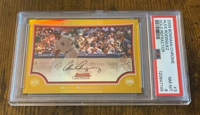 2008 Bowman Chrome #3 Alex Rodriguez Gold Refractor /50 PSA 8 NM-Mint - Image 1 of 2