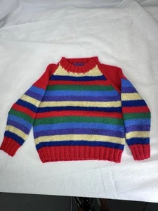 Vintage Toddler Pullover Sweater Rainbow Striped 60s 70s EUC 3T 4T ? - Picture 1 of 4