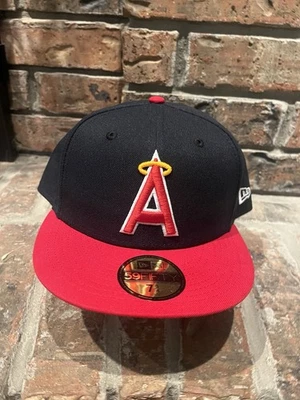 New Era 59FIFTY Anaheim Angels LA 2 Tone Fitted 7 3/4 Hat MLB - Black And Red - Image 1 of 4