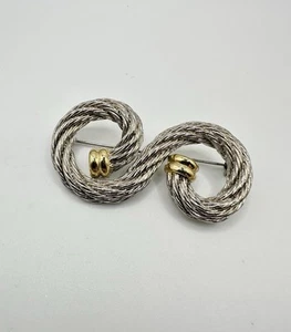 Spilla spilla vintage tono argento punta oro corda S non firmata vendita immobiliare qualità leggi - Foto 1 di 7