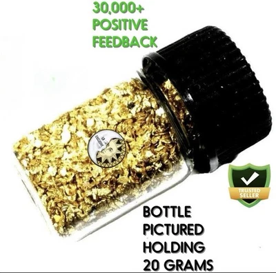 0.125 GRAMS ALASKAN YUKON BC NATURAL PURE GOLD NUGGETS MESH #30 W BOTTLE (#B301) - Image 1 of 4
