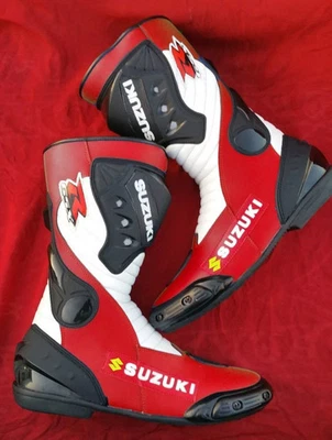 SUZUKI GSXR Moto Cuero Botas de Montar MOTOGP Motocicleta Cuero Zapatos Largos Foto 1 de 2