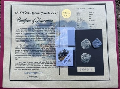 Original Española Flota Plata 4 Reales Cob Moneda Reinas Joyas Certificado Foto 1 de 4