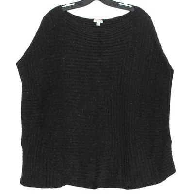 Pure J Jill Sweater Vest Poncho Wool Linen Minimalist Capsule Cozy Black M/L KJ - Image 1 of 4