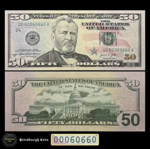 00060660 2021 $50 Fifty Dollar Bill Binary Fancy Serial Number FR 2134-D XF - Picture 1 of 4