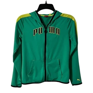 PU MA Hoodie Girls Large Full Zip Jacket Yellow & Black Accents Size L Pockets - Picture 1 of 11