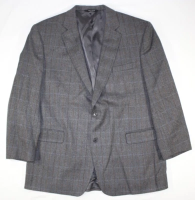 Jos. A. Bank Blazer Mens 48 L 100% Wool Sport Coat Jacket Checks Gray - Image 1 of 4