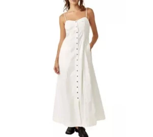 Free People Just Jill MAXIKLEID MIT KNOPFLEISTE WEISS DENIM S 168,00 $ - Bild 1 von 12