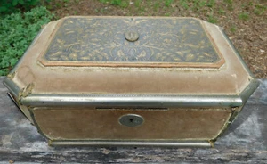 16.5" x 11.5" x 6.5" Unique Antique Infant Casket Baby Coffin - Picture 1 of 10