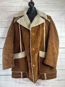 Vintage Sears Sherpa Lined Corduroy Jacket Coat 40L Western Rancher - Picture 1 of 20