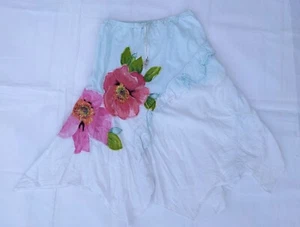 Monsoon girls Skirt 8 to 10 white blue flower bead cotton girls - Picture 1 of 7