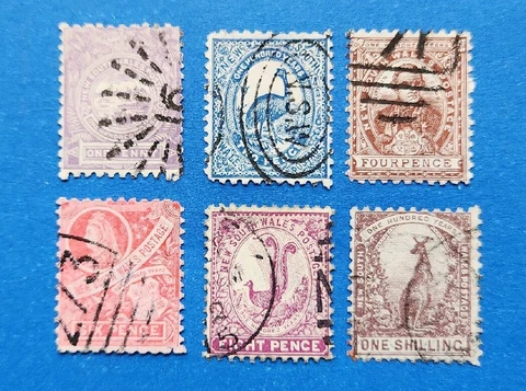 Australian States Stamps, New South Wales, Scott 77-81b, 82 Complete Set Used Cover