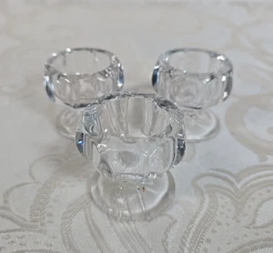 3 vintage clear glass salt cellars dips open salts footed pedestal octagon shape - Picture 1 of 5
