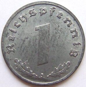 Coin German Reich 3. Rich 1 Reichspfennig 1943 A IN