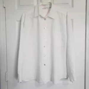 Vintage Talbots 100% Linen Button Up Shirt Size 16 White Coastal Classic USA - Picture 1 of 10