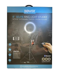 Bower 8" Selfie Ring Light Studio W/51" Extendable.Tripod & Phone Holder NEW - Picture 1 of 2