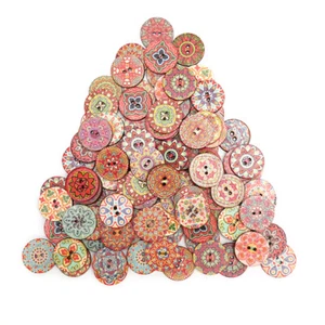 100pcs Retro Wood Buttons Handwork Sewing Scrapbook Clothing Crafts AccessorH-ml - Picture 1 of 14