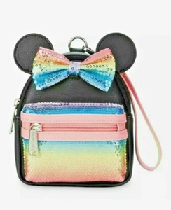 Disney Loungefly  Sequined Pastel Rainbow Backpack Wristlet - Picture 1 of 1