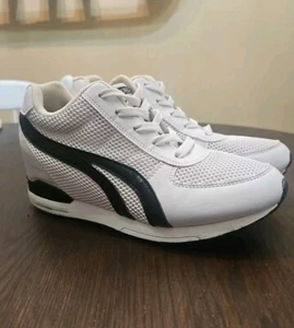Zapatilla deportiva de cuña con plataforma alta AONEGOLD blanca negra para mujer talla 10,5 - Imagen 1 de 13