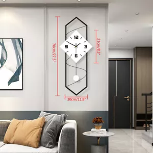 Reloj de Pared Moderno Péndulo Reloj de Pared con Movimiento Silencioso Metal + Madera Maciza - Imagen 1 de 9