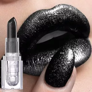 Lipstick - Black Glitter Lipstick Full Coverage Matte Finish - Picture 1 of 1