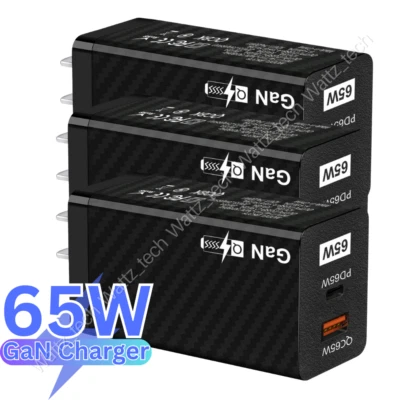 PAQUETE DE 3 65W GaN USB C Cargador Adaptador de Corriente PD+QC3.0 Cargador Rápido para MacBook LOTE Foto 1 de 4