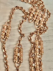 JBK Jackie Kennedy Paperclip 2 Strand Crystals Gold Tone Camrose Kross Necklace - Picture 1 of 9