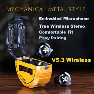 Wireless Bluetooth Earbuds HiFi Games Earphone Embedded Microphone V5.3 Yellow - Picture 1 of 5
