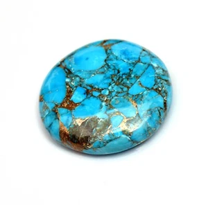 43.50 Ct Natural Arizona Copper Blue Turquoise Loose Round Shape Cabochon - Picture 1 of 4