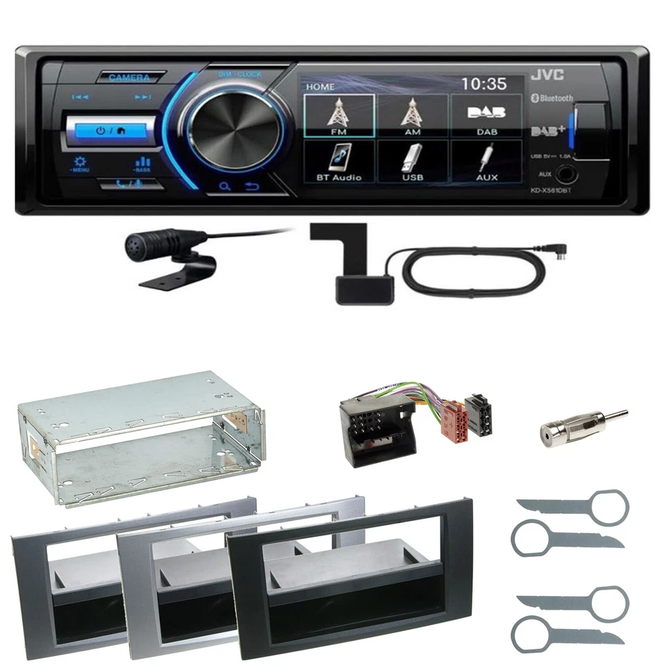 JVC KD-X561DBT DAB+ Bluetooth USB Einbauset für Ford Focus C-Max Fiesta Transit - Bild 1 von 1